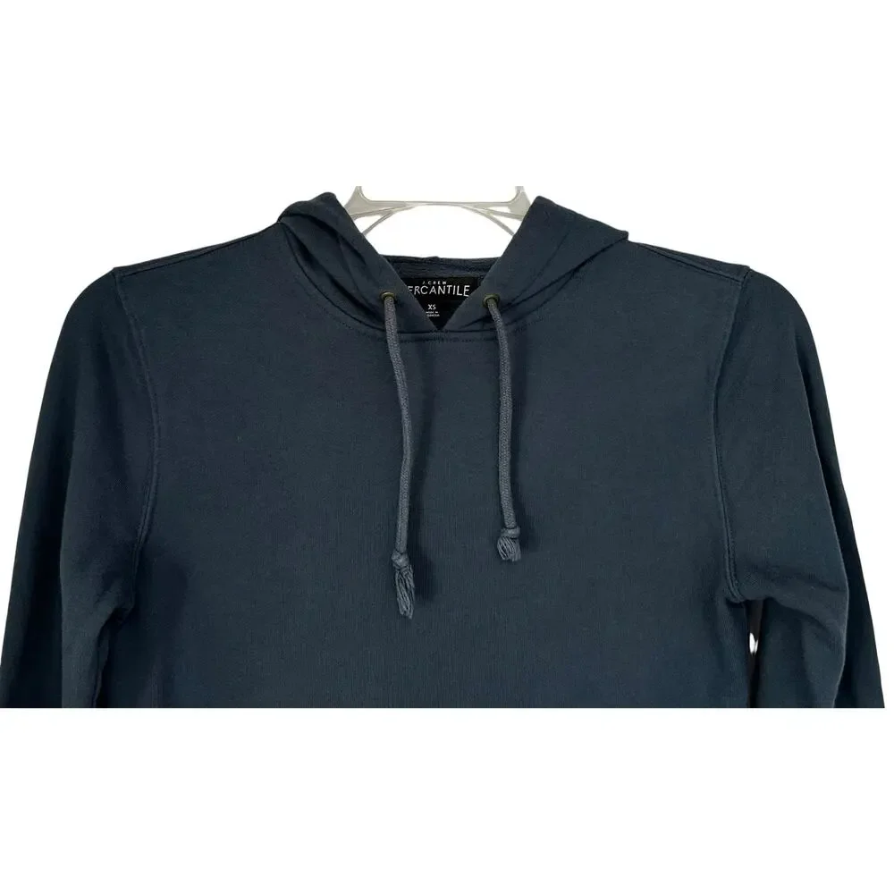 J. Crew Mercantile Fleece Popover Hoodie Portico Blue J8373 Mens Size XS